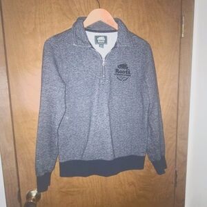 Roots men's 1/4 zip grey sweater sz s